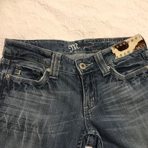 Miss Me Special Edition cowhide rhinestone bootcut 5 pocket blue jeans (size 28) - Picture 5 of 16